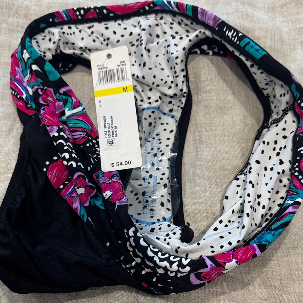 Anne Cole Floral and Polka Dot Bikini Bottom- M - Picture 2 of 3